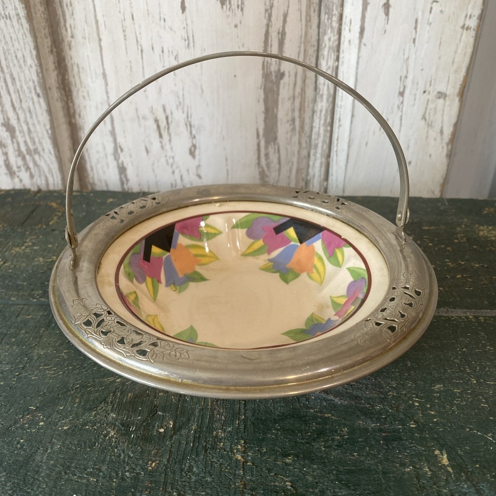 Vtg 1930s Umbertone Farberware by Leigh Potters Tulip Bowl Chrome Frame & Handle
